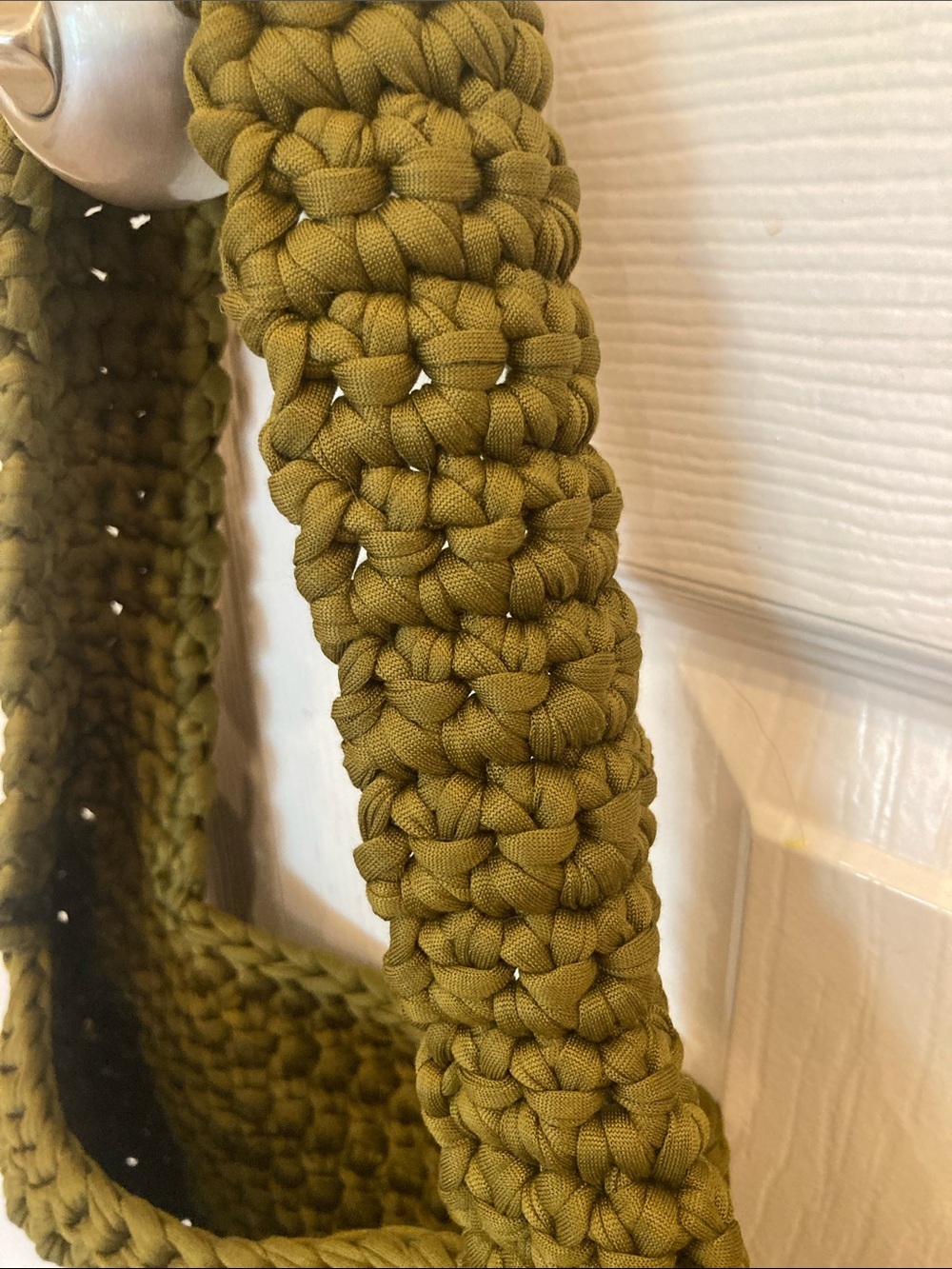 Handcrafted Olive Green Crochet Shoulder Bag - Picture 2 of 5